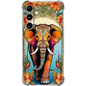 Case for Galaxy S25 FE,Orange Elephant Flowers Drop Protection Shockproof Case TPU Full Body Protective Scratch-Resistant Cover for Samaung Galaxy S25 FE