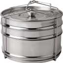 3-Tier Steamer Basket Stackable Insert Pans with Sling, 304 Stainless Steel Pot in Pot Food Steaming Trays, Fits 6/8 Qt Electric Pressure Cookers, Interchangeable Lids, Dishwasher Safe