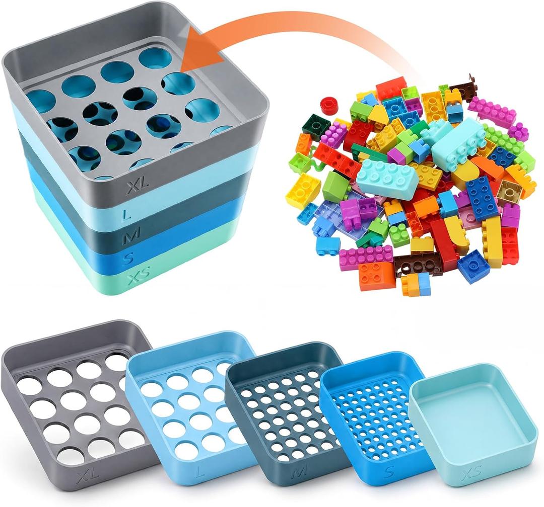 Rtteri 5 Pack Stackable Sorting Trays with 5 Sizes Holes, Classic, Muted