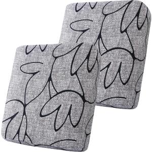 Smiry Printed Couch Cushion Covers, Stretch Soft Couch Covers for Sofa, Washable Non-Slip Sofa Slipcover Furniture Protector for Indoor and Outdoor (2 Pack, Grey and Black)