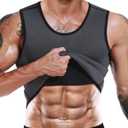 NonEcho Men Neoprene Waist Trainer Sauna Vest Gym Hot Sweat Tank Top Workout Shirt Shapewear Body Shaper No Zipper, Ss90 Dark Gray, Medium