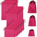 Hillban 20 Pcs Satin Game Toy Bags with Drawstring Silk Toy Organizer Lightweight Gift Pouch Multipurpose Foldable Stuff Sack Travel Bags for Women Men, 3 Sizes(S,M,L,Pink)