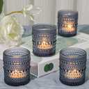 SUPMIND 24 Pcs Votive Candle Holders, Glass Holders Bulk for Table Centerpiece, Tea Lights Candle Holders for Wedding Shower, Party and Home Decor Dark Blue