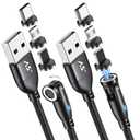 A.S Gen3 Magnetic Charging Cable 3.3FT/6.6FT-Black, 360 & 180 Degree Magnetic USB C Charging Cable, 3-in-1 Magnet Charger Cables Magnet Phone Charger Data Syns Cord for TypeC/iProduct/Micro-USB