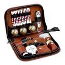 Eclove Golf Gifts for Men and Women, Golf Accessories Set with Gold Golf Balls, Telescope, Golf Tees, Brush, Divot Tool, Golf Green Reader, Scorer, Golf Ball Clamp Golf Tool Set Storage Case (Brown)