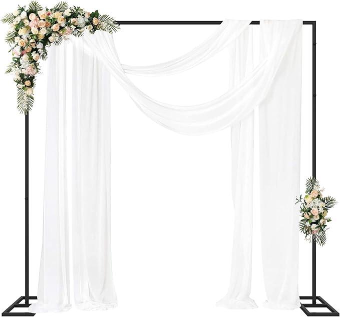 Fomcet 8FT x 8FT Backdrop Stand Heavy Duty with Base, Black Portable Adjustable Pipe and Drape Backdrop Stand Kit, Square Metal Arch Party Frame for Wedding Birthday Parties Banquet Decorations