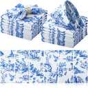Mindsoft 12 Pcs Blue Cloth Napkins Country French Dining Napkins 18" x 18" Blue Floral Reusable Cloth Napkin Rustic Table Decorative for Fall Christmas Holiday Party Supplies