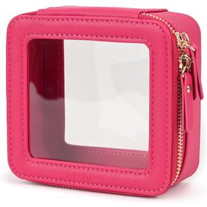 Aveniee Mini Clear Makeup Bag, Small Cosmetic Bags Travel Toiletry Pouch Organizer, TSA Approved Make up Case with Zipper, Car Bag for Essentials,Hotpink