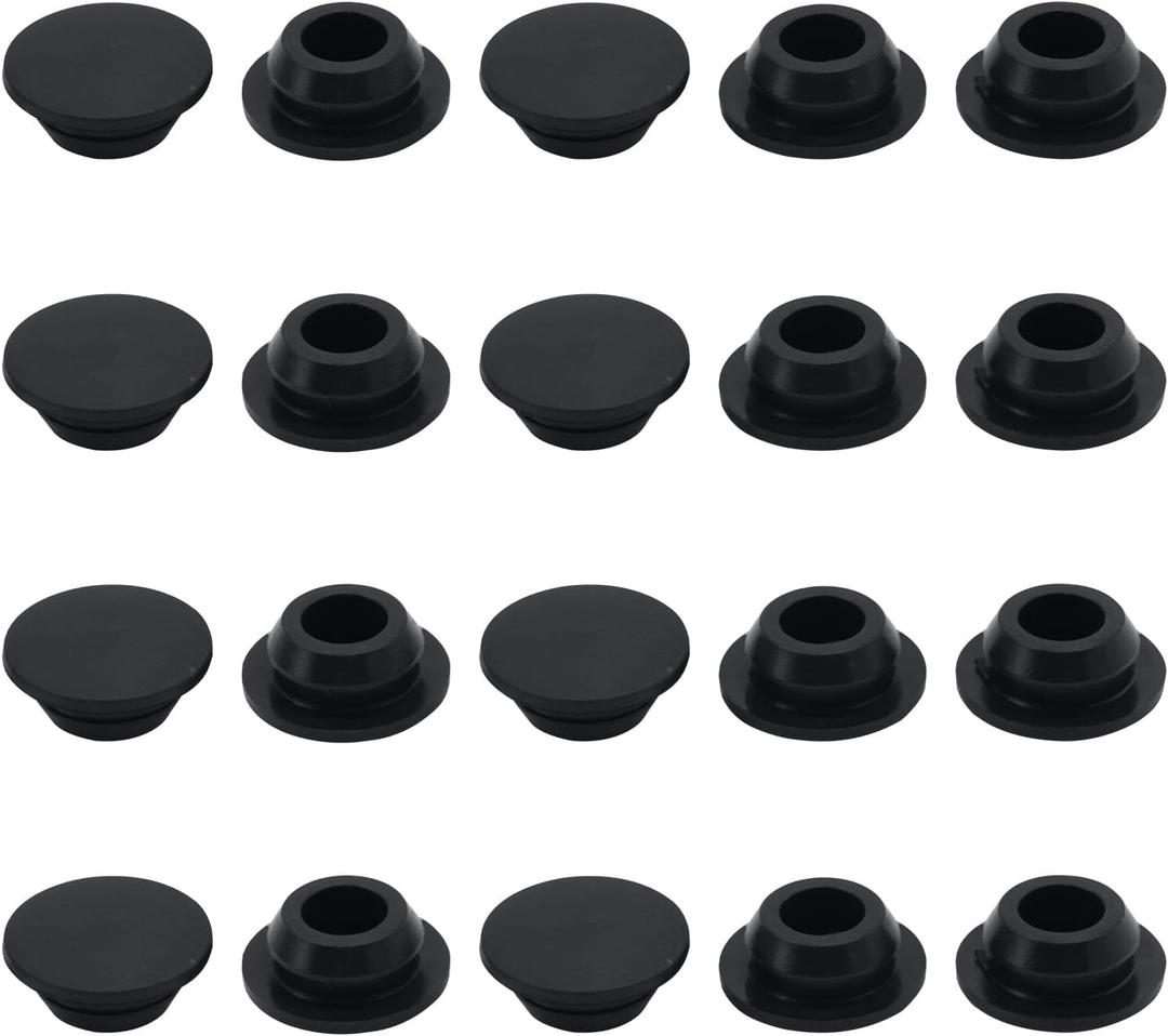 20PCS Rubber Plugs for Round Holes - 5/8"(16mm) Black Snap in Locking Hole Plugs, Rubber Hole Plugs for Automotive, Industrial & Furniture Waterproof Sealing Round Silicone Stopper