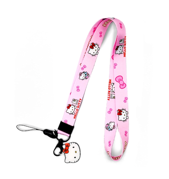 FBTLDS Hallo Kitty Lanyard for Keys and Women, Lanyards for ID Holder, Cute Kawaii Anime Pink Lanyard Pack of 2