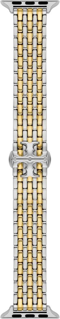 Tory Burch Women's Eleanor Designer Interchangeable Band for Apple Watch Compatible with Series 1-9 or SE Apple Watch (Two-Tone Logo)