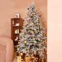 HipTree 7ft Snow Flocked Prelit Christmas Tree Decorations with 300 Dual-Color LED Lights, Lighted Artificial White Xmas Tree for Indoor Decor,Living Room with 1878 Tips, Metal Stand,Plug-in
