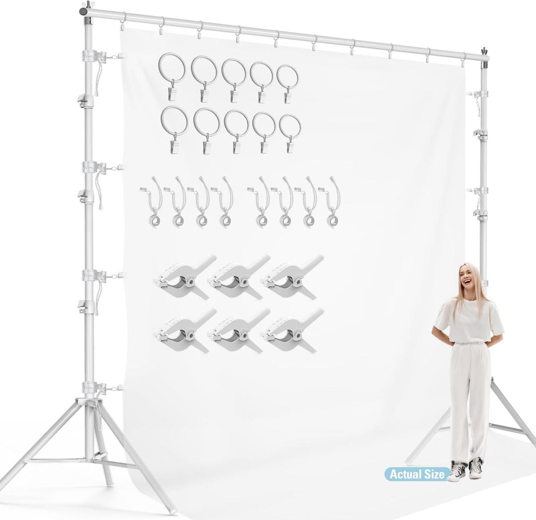 LimoStudio 10 ft. Wide x 9.8 ft. High (New Generation) White Backdrop Stands, White Matt Surface Metal Body Frame, Enhanced Stability, Complete White Accessories, Party, Events, Photoshoot, AGG3011