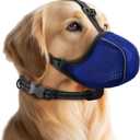 Dog Muzzle - Soft Breathable Mesh Nylon Adjustable Muzzle for Large Dogs Prevents Chewing, Biting & Scavenging | Secure Collar Strap Design(Blue XL)