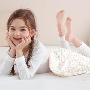 Sivio Weighted Lap Blanket 2lbs, 20 x 30inches, Soft and Cozy Cooling Heavy Blanket for All-Season, Calm Sleeping and Nap, Suit for Car, School and Home, Machine Washable, White