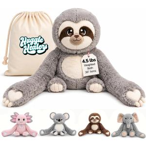 Huggle Healers Weighted Stuffed Animals for Adults, Teens and Kids - 36 Inch Long Plush Arms for Hugs - 4.5lb Sloth Stuffed Animal Plushies - Marshmallow Sloth