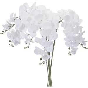 PATIKIL Artificial Orchid Stems 41", 6 Pack 9 Heads Faux Phalaenopsis Flowers Real Touch Fake Orchid Flower Branch for Vase Home Wedding Decoration, Pure White