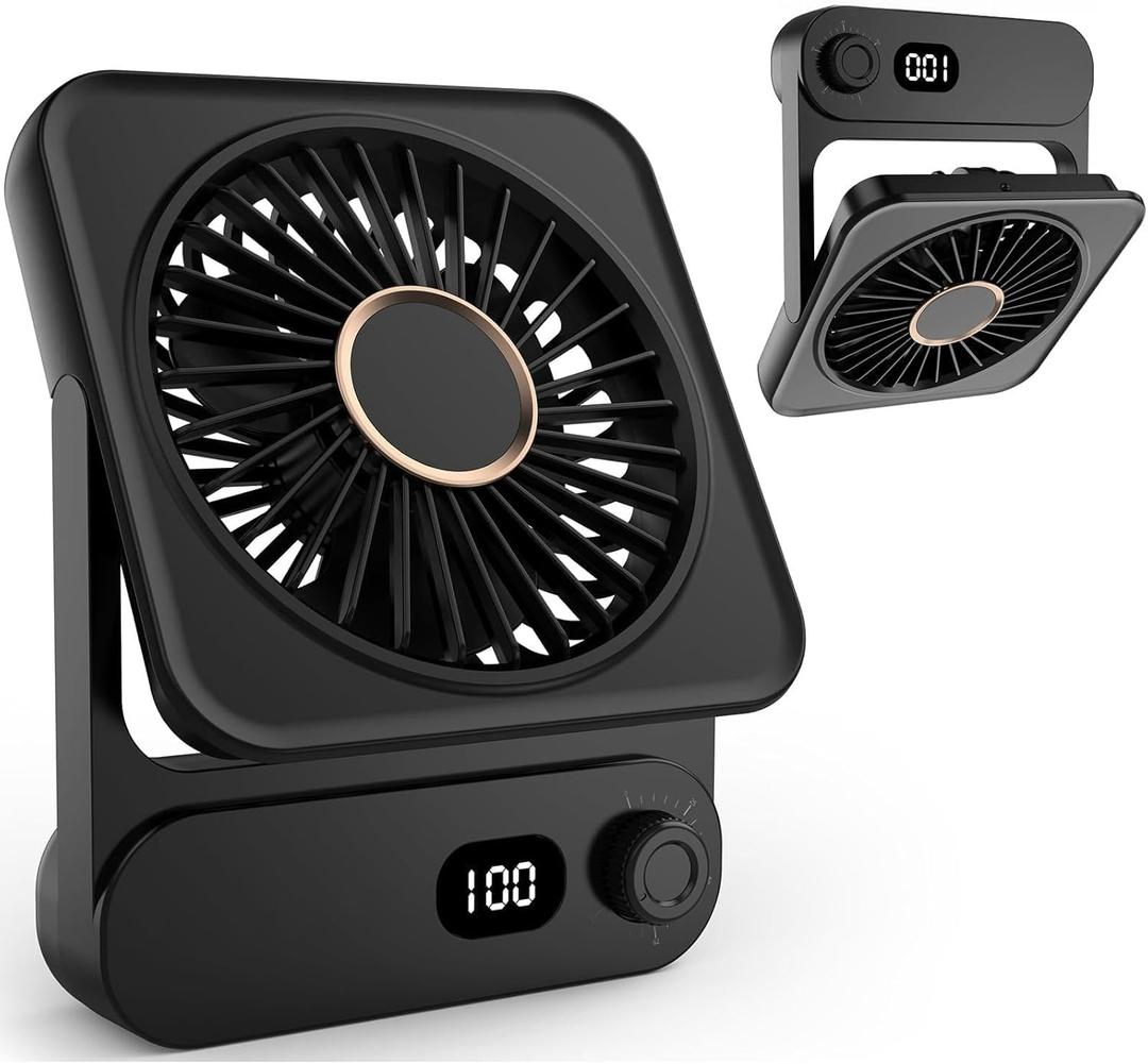 Magnetic Cruise Desk Mini Fan, 4000mAh Ultra-Slim Travel Fan Rechargeable, 0-100 Speeds, 150 Adjustable Portable Fan for Ship Cabin, Bedroom Sleeping, Camping, Travel & Cruise Essentials 2026, Black