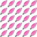 C7 Pink Christmas LED Replacement Light Bulb, C7 Shatterproof Replacement Bulbs for Outdoor Indoor String Lights, E12 Candelabra Base Pink Christmas Bulb for Xmas Holiday House Lighting Decoration
