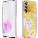 Osophter for Samsung Galaxy A56 5G Case: Women Girls Flower Floral with Screen Protector Flexible TPU Rubber Phone Cover Case for Samsung Galaxy A56(Big Sun Flower)