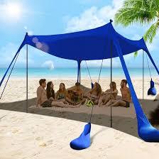 Beach Tent Sun Shelter 10x10FT Beach Shade Canopy with 8 Sandbags, UPF 50+ Protection Beach Shade Canopy, Outdoor Tent for Beach