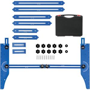Stair Tread Template Tool, 3 in 1 Stair Tread Jig, Stair Measuring Tool, Adjustable Length, Angle and Depth Layout Tool Cutting Guide Tools for Stair Treads, Drywall,Risers and Partition, Blue