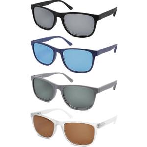 Large Reading Sunglasses Mens Wide Readers Sunglasses +1.25 Lightweight Oversized Sun Readers for Men w/Big Head 4 Pack (Matte-black/Gray/Blue/Frosted Clear Frames With Dark Lens)
