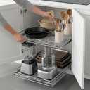 2-Tier Pull-Out Cabinet Organizer with Heavy-Duty Steel Frame, Full-Extension Sliding Shelves, Holds 100 lbs, Easy Install for Kitchen, Pantry & Under Sink Cabinets, 24" W x 21D x 16.5" H