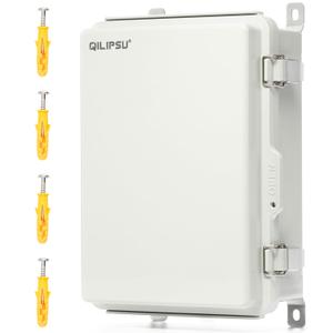QILIPSU UL94-V0 Outdoor Electrical Box 13.8"x9.9"x5.9" Waterproof Junction Box Weatherproof PC/ABS Alloy Plastic IP66 Project Electric Enclosure Grey Hinged Door