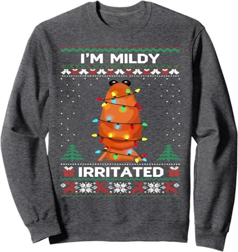 I'm Mildly Irritated Marcus The Worm Christmas Funny Meme Sweatshirt, M