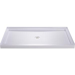 DreamLine SlimLine 34 in. D x 60 in. W x 2 3/4 in. H Center Drain Single Threshold Shower Base in White, DLT-1134600