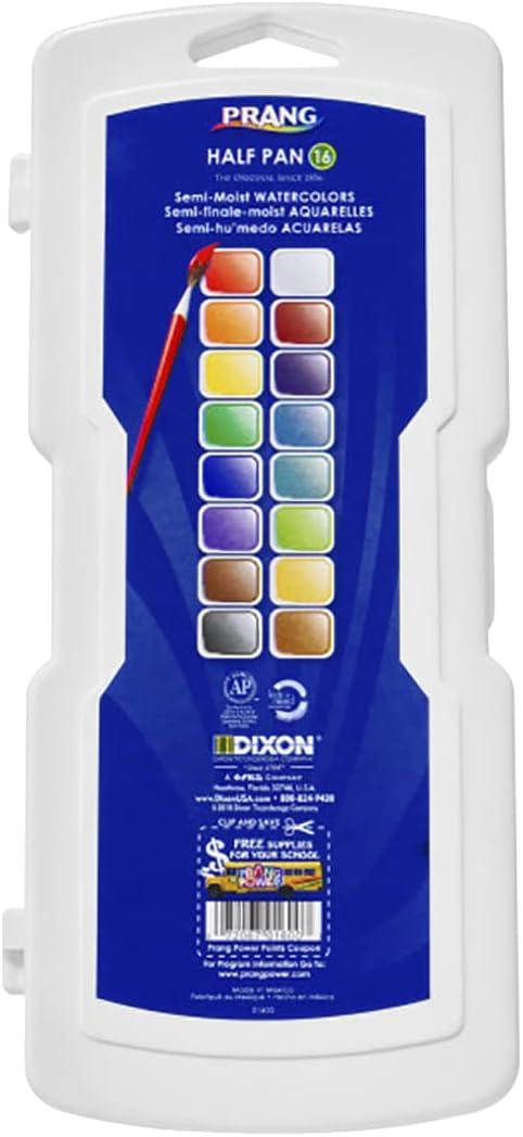 Prang Semi-Moist Watercolors 16-Color Half Pan Set