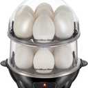 Hamilton Beach 3-in-1 Electric Egg Cooker for Hard Boiled Eggs, Poacher, Omelet Maker & Vegetable Steamer, Holds 14, Black (25508)