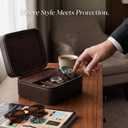 Travel Watch Case for Men, Watch Box with Ring Rolls & Accessory Compartments, PU Leather Portable Men's Jewelry Organizer, Fits up to 50mm Watches, Gift for Him (Large 2 Slot)