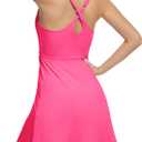 Tennis Dress for Women Athletic Golf Dress with Built in Separate Shorts Backless Workout Dress with Adjustable Straps Pink, Size Medium