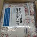 Vintage Floral Queen Bedspread - 102"x120" 100% Cotton Oversized Queen Quilt, French Country Damask Quilted Bedding Set Lightweight Soft Comforter All Season, 3 Piece, Burgundy/White