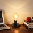 2Pcs Vintage Table Lamp Base Only, Metal Industrial E26/E27 Plug in Screw Light Bulb Socket with 5.6Feet Cord On/Off Switch Plug, Small Edison Desk Lamps Holder for Home Lighting Decor(Black)