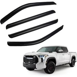Window Rain Guards Compatible with 2022-2024 Toyota Tundra CrewMax | 4Pcs Tape-On Window Visors Fits Tundra 22 23 24, Vent & Side Window Deflectors, Outside Mount, Smoke Tint Acrylic
