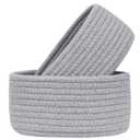 2 PackABenkle Small Woven Baskets, Tiny Oval Shallow Storage Baskets, Mini Cotton Rope Empty Decorative Basket, Boho Little Organizer Bins for Bathroom, Cat Dog Toy Gifts Baskets