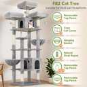 Globlazer Cat Trees and Towers for Multiple Adult Cats, 82-inch XXL Tall Cat Tree Tower for Indoor Cats with Scratching Post, 3 Perches, 2 Condos, 2 Hanging Baskets, F82, Light Grey