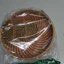 Round Rattan Woven Serving Tray with Handles Ottoman Tray for Breakfast, Drinks, Snack for Coffee Table, Home Decorative (11"x1.6", Honey Brown)