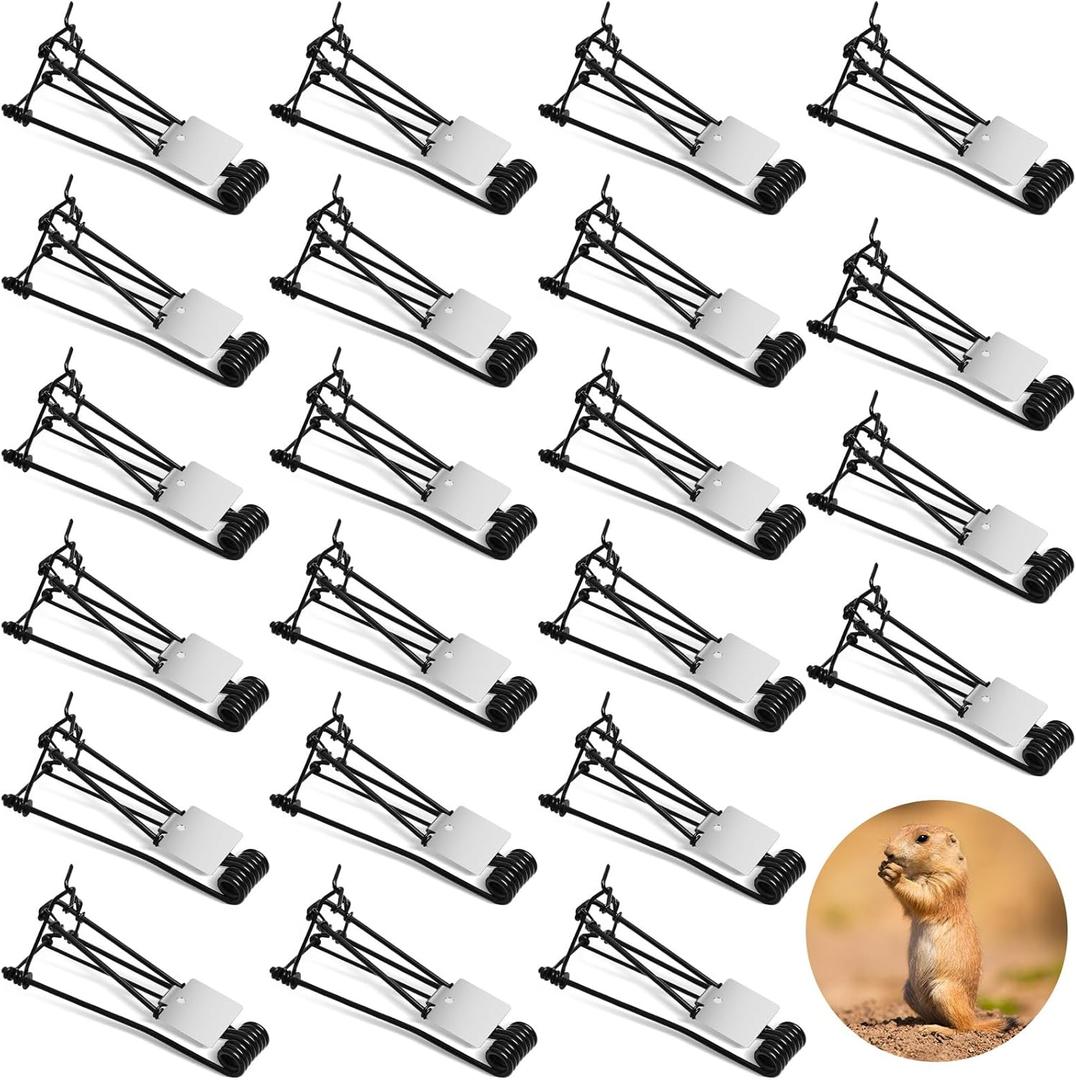 Qualirey 24 Pcs Outdoor Gopher Trap Easy Set Mole Trap Weather Resistant Gopher Killer Vole Killer for Lawn Garden Farm (Black)