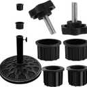 6 Pcs Umbrella Base Stand Replacement Parts,Patio Umbrella Base Replacement Parts Outdoor Umbrella Hole Ring Plug Cover with M8 Thread Screw Replacement Hand Knob for Backyard Patio Table Decks(Black)
