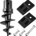 Hicarer Bolt on Spiral Point Auger Pilot Tip and 2 Pcs 3 Point Auger Cutting Edge Square Hole Replacement Teeth with Hardware for Most Heavy Duty 6" to 24" 3 Tooth Post Hole Diggers