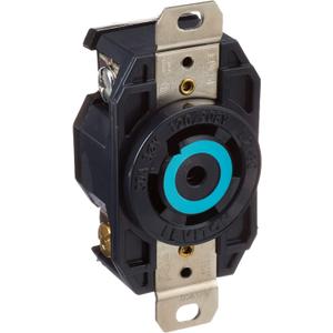 Leviton 2810 30 Amp, 120/208 Volt- 3PY, Flush Mounting Locking Receptacle, Industrial Grade, Grounding, V-0-Max, Black