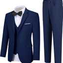 Boy Suits 5 Pieces Formal Suit Set with Adjustable Waist Kids Dress Suit for Wedding Prom (Blue), 14Y