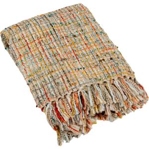 Creative Co-Op Woven Acrylic Boucl Throw Blanket with Fringe, Multicolor