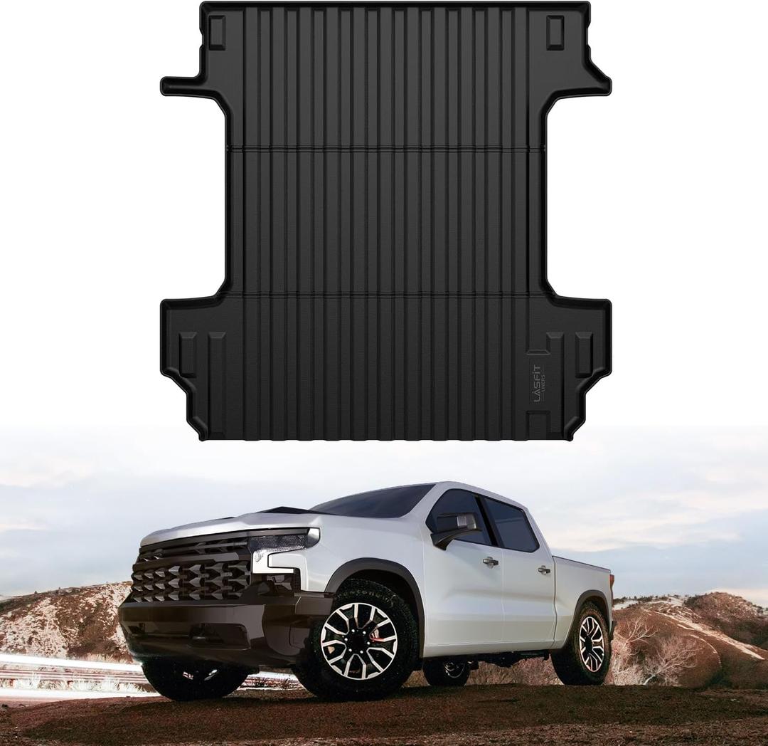 LASFIT Truck Bed Mat 2019-2026 for Chevrolet Chevy Silverado 1500 | GMC Sierra 1500 (Only Fit 5.8FT Bed), Bed Liner for Chevy Silverado GMC Sierra 1500, Not Fit Optional CarbonPro Bed