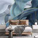 Gilding Marble Blue Wall Mural Wallpaper for Bedroom 103" x 69" (No.49)