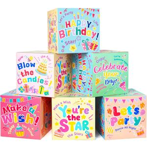2 x 6 Pcs 3D Birthday Decorations Boxes, Reusable Party Decorations, Pairs with Any Happy Birthday Banner for Women Men Boys Girls